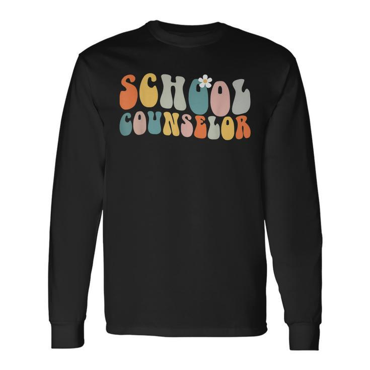 School Counselor Groovy Retro Vintage Long Sleeve T-Shirt