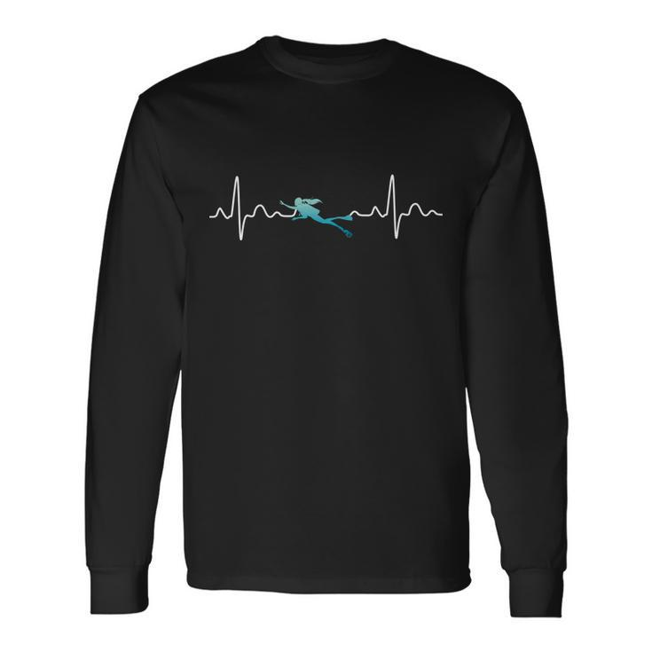 Scuba Diving Heartbeat Pulse Long Sleeve T-Shirt