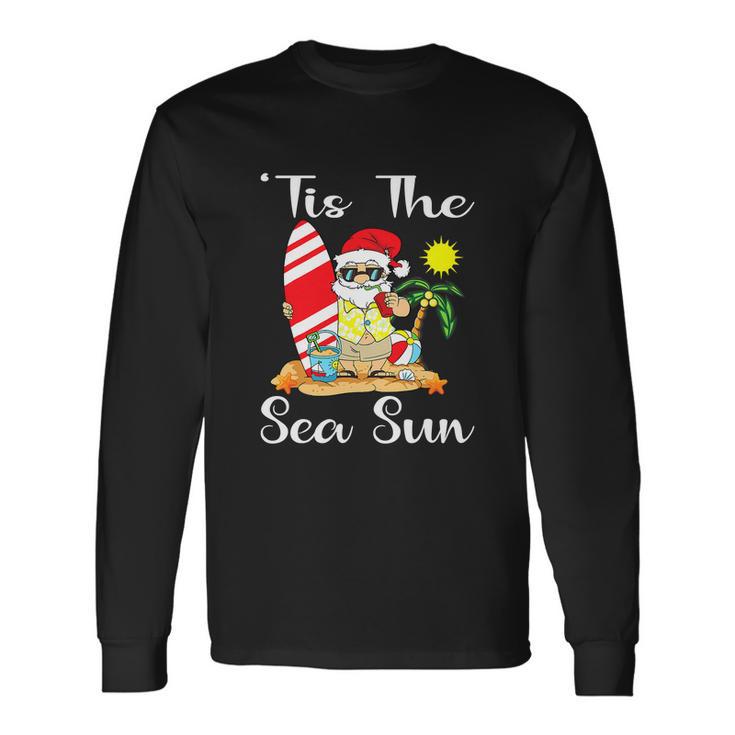 Sea Sun Christmas In July Santa Surfing Lake Party Long Sleeve T-Shirt