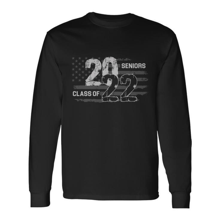 Seniors Class Of 2022 American Grey Style Flag Tshirt Long Sleeve T-Shirt