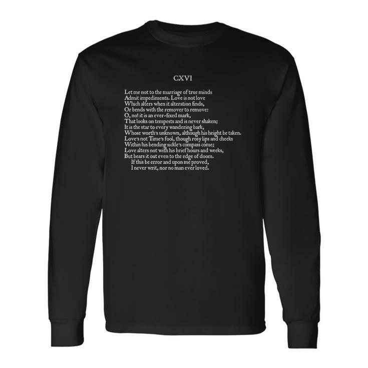 Shakespearian Sonnet-116 Poet Lover Long Sleeve T-Shirt Gifts ideas
