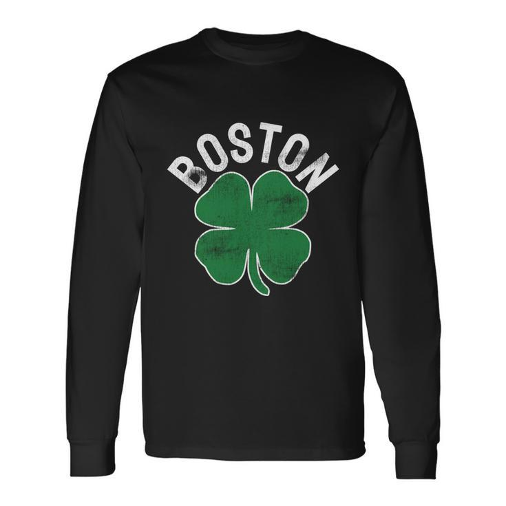 Shamrock Massachusetts Boston St Patricks Day Irish Green Long Sleeve T-Shirt