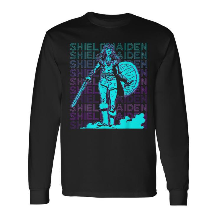 Shieldmaiden Shield Maiden Viking Norse Mythology Retro Men Women Long Sleeve T-Shirt T-shirt Graphic Print
