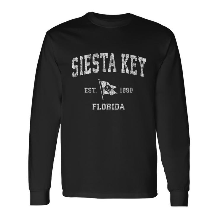 Siesta Key Fl Vintage Nautical Boat Anchor Flag Sports Long Sleeve T-Shirt