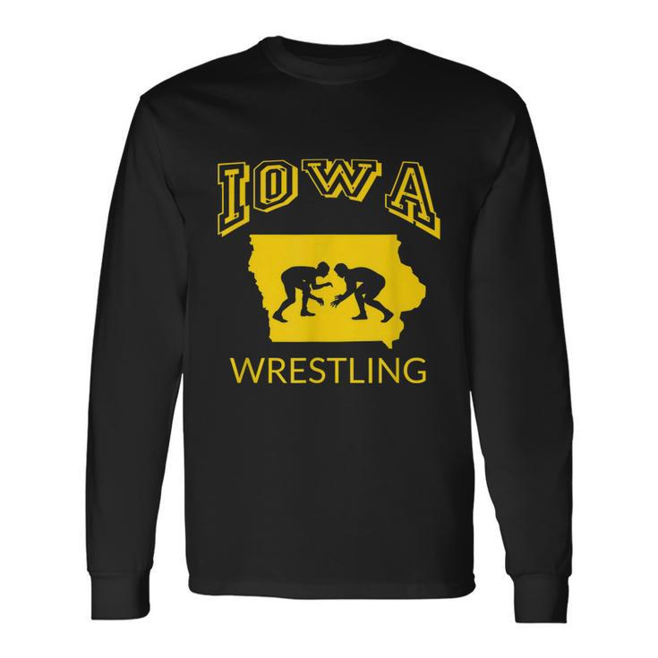 Silhouette Iowa Wrestling Team Wrestler The Hawkeye State Tshirt Long Sleeve T-Shirt