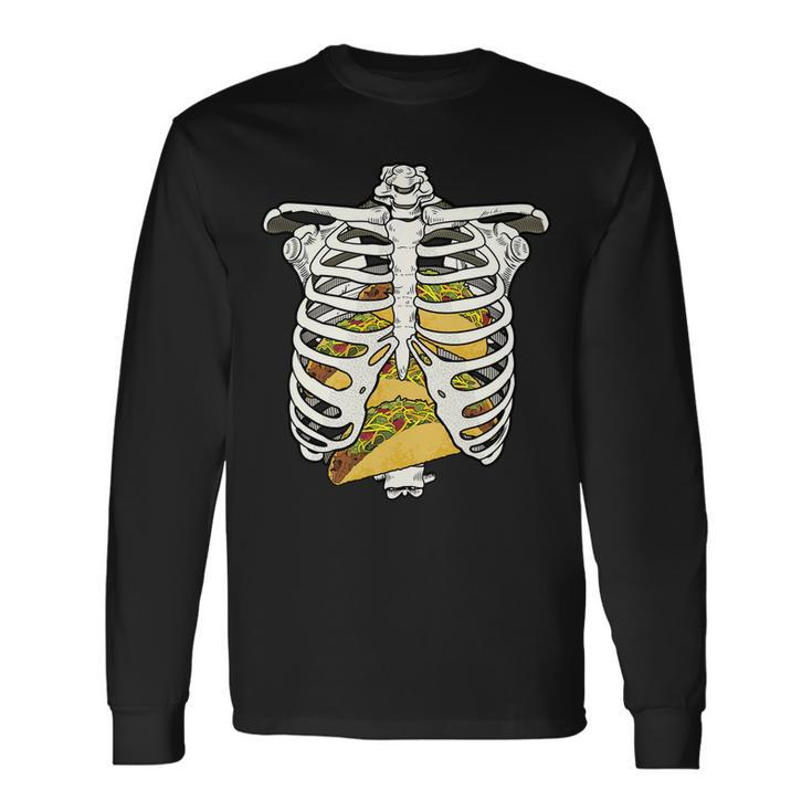 Skeleton Rib Cage Filled With Tacos Tshirt Long Sleeve T-Shirt