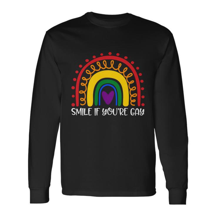 Smile If Youre Gay And Lesbian Lgbtq Ally Rainbow You Belong Long Sleeve T-Shirt