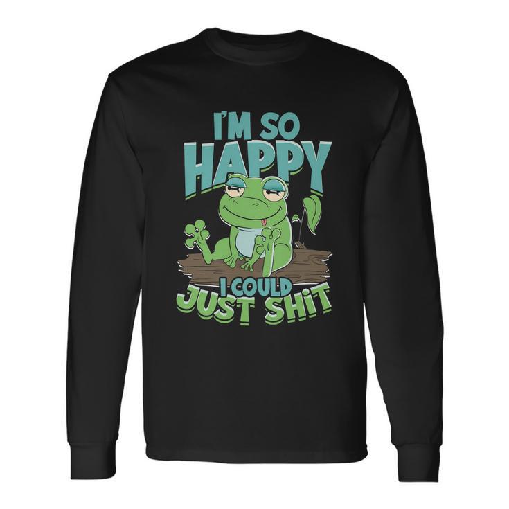 トップス graphpaper Flex Tricot Pullover Shit Im So Happy I Could Just Shit Frog Long Sleeve T-Shirt - Thegiftio
