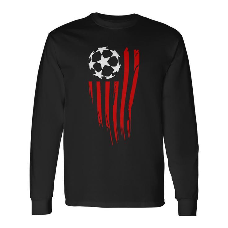 Soccer Ball American Flag Long Sleeve T-Shirt