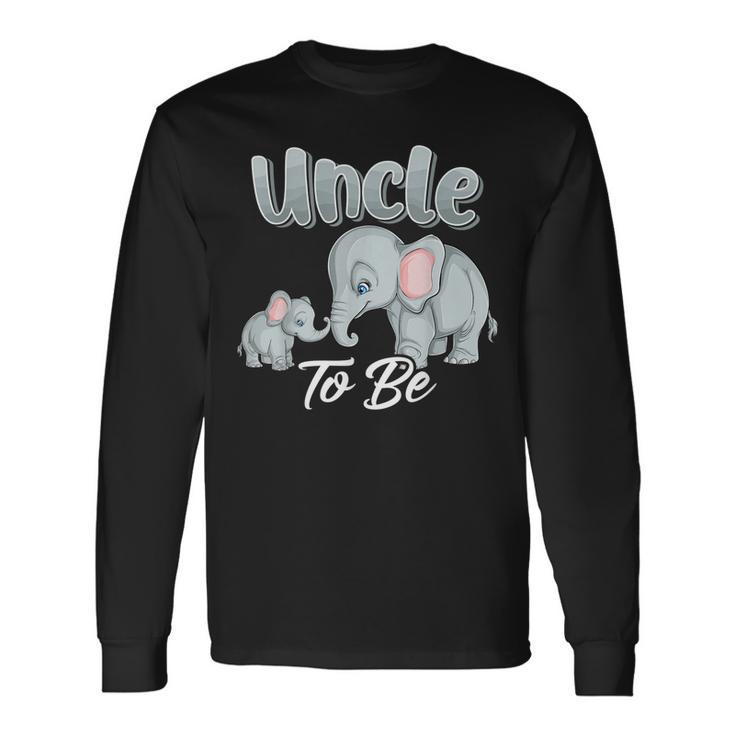 Soon Uncle To Be Elephants For Baby Shower Gender Reveal Men Men Women Long Sleeve T-Shirt T-shirt Graphic Print