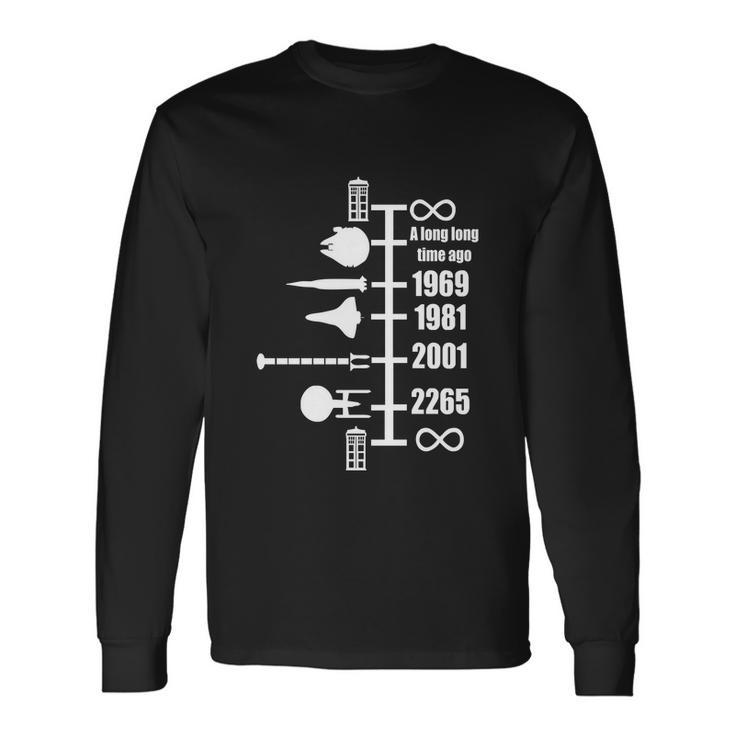 Spaceship Timeline Sci Fi Star Retro Wars Trek Joke Cool Tshirt Long Sleeve T-Shirt