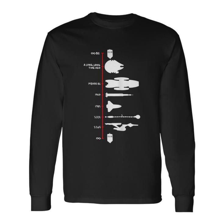 Spaceship Timeline Science Fiction Rocket Long Sleeve T-Shirt