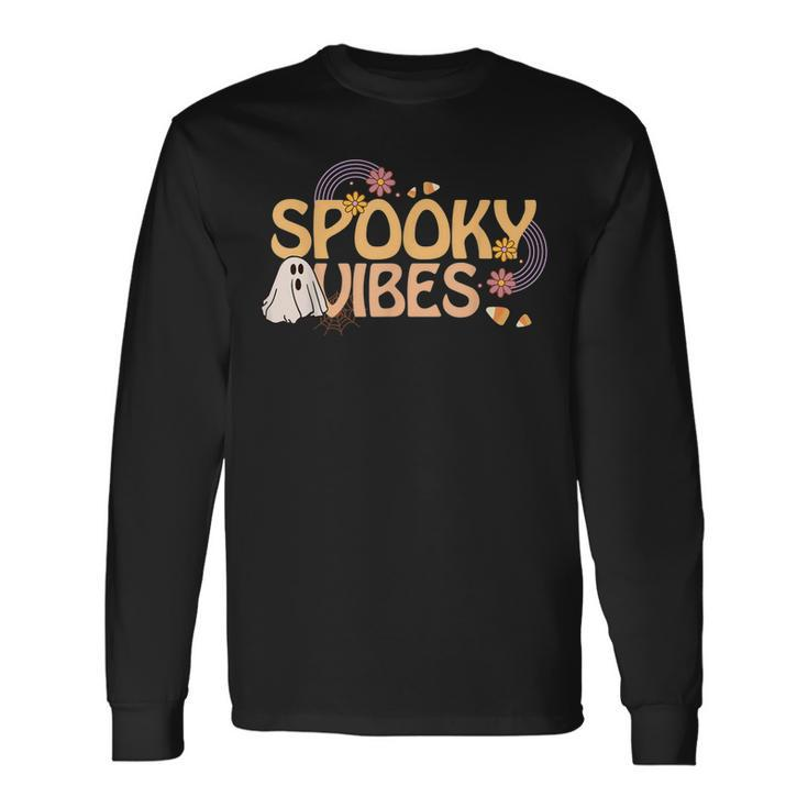 Spooky Vibes Cute Retro Pattern Halloween Costume Men Women Long Sleeve T-Shirt T-shirt Graphic Print