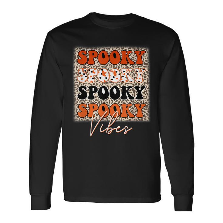 Spooky Vibes Halloween Spooky Leopard Pattern Autumn Long Sleeve T-Shirt
