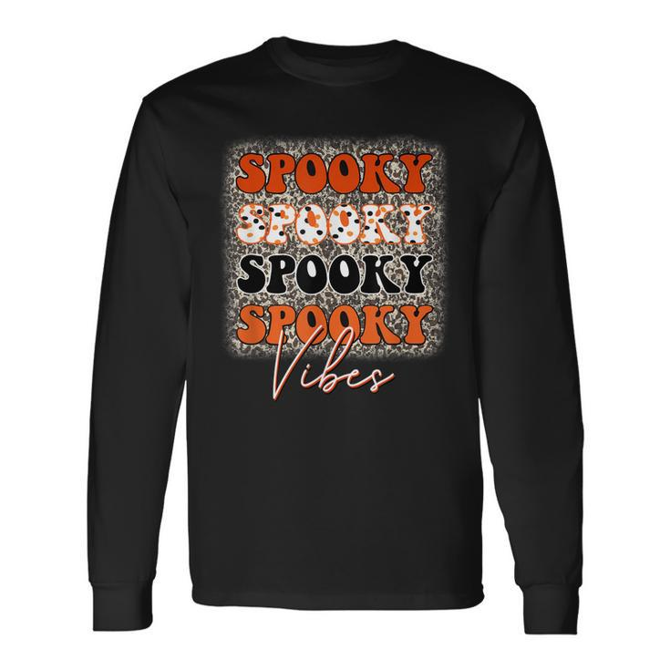 Spooky Vibes Leopard Easy Diy Halloween Costume Retro Long Sleeve T-Shirt