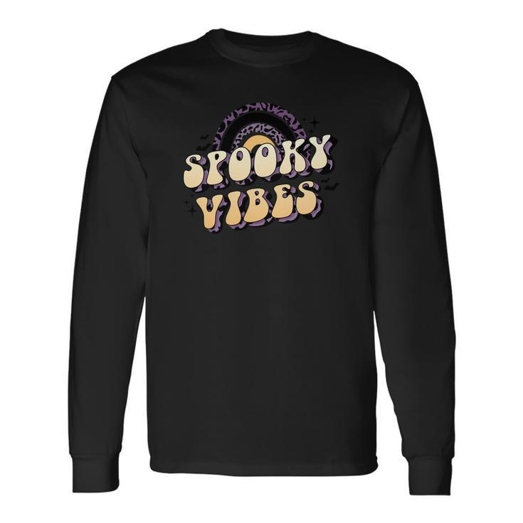 Spooky Vibes Leopard Rainbow Halloween Long Sleeve T-Shirt