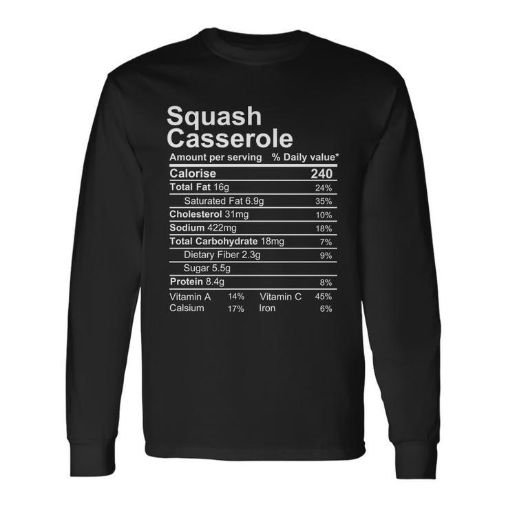 Squash Casserole Nutrition Facts Label Long Sleeve T-Shirt