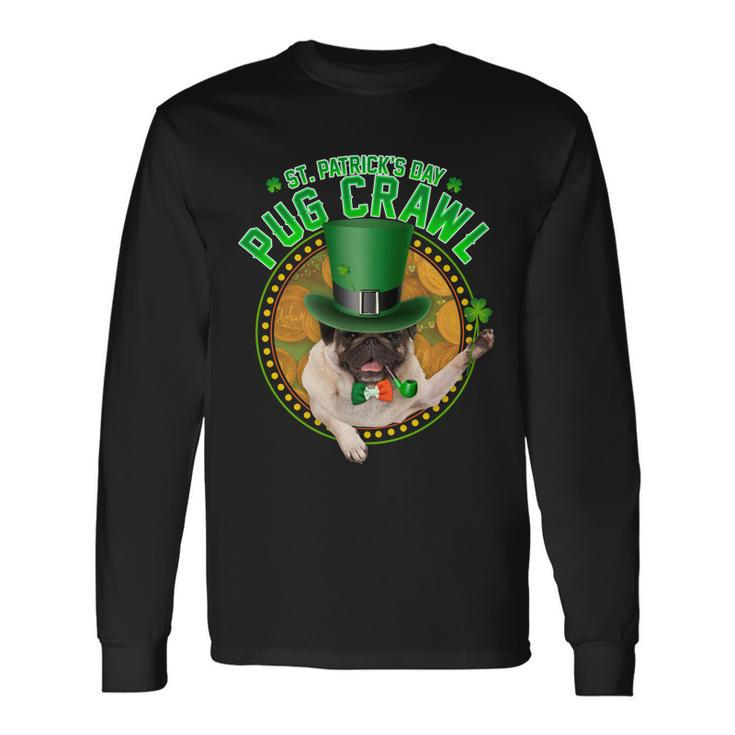 St Patricks Day Pug Crawl Irish Pug Tshirt Long Sleeve T-Shirt