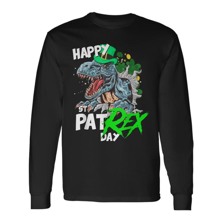 St Patricks Day Rex Shirt Happy Pat Rex Day Dinosaur Men Women Long Sleeve T-Shirt T-shirt Graphic Print