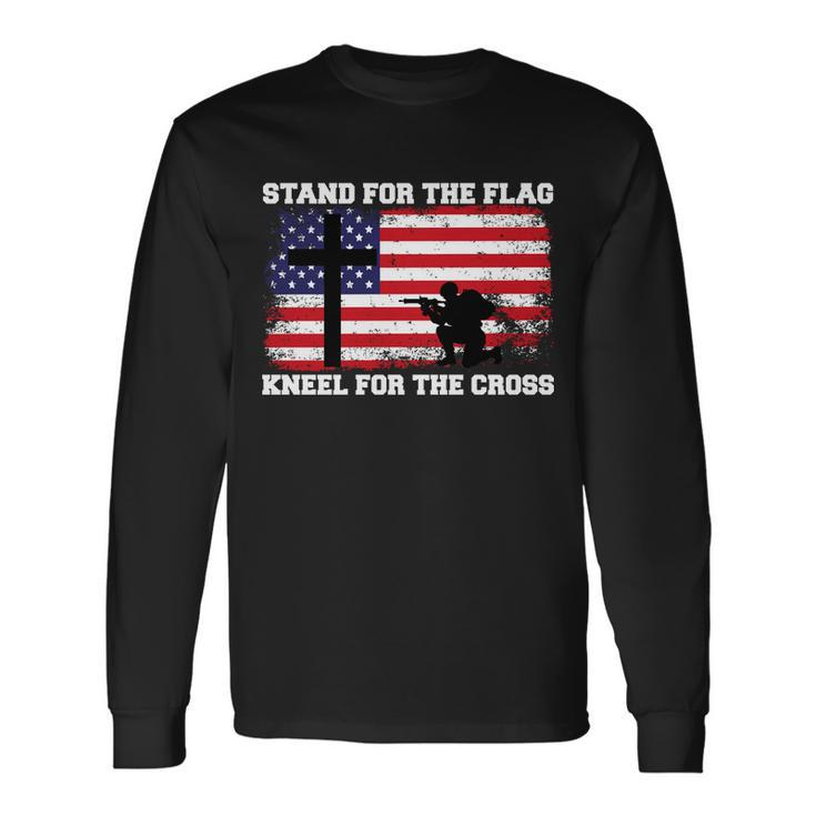 Stand For The Flag Kneel For The Cross Usa Army Tshirt Long Sleeve T-Shirt