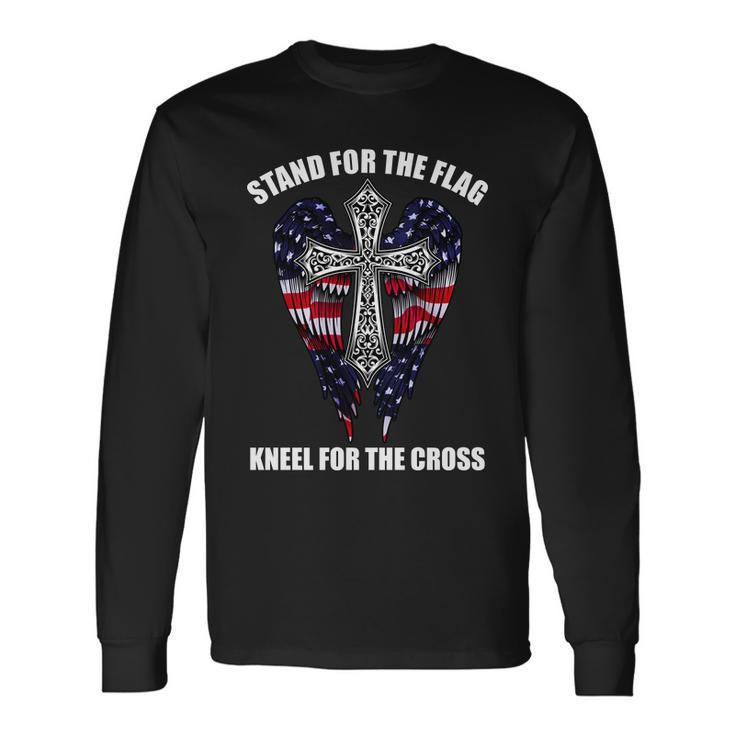Stand For The Flag Kneel For The Cross Usa Eagle Wings Tshirt Long Sleeve T-Shirt