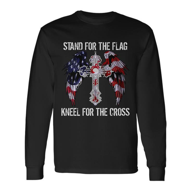 Stand For The Flag Kneel For The Cross Usa National Anthem Tshirt Long Sleeve T-Shirt Gifts ideas