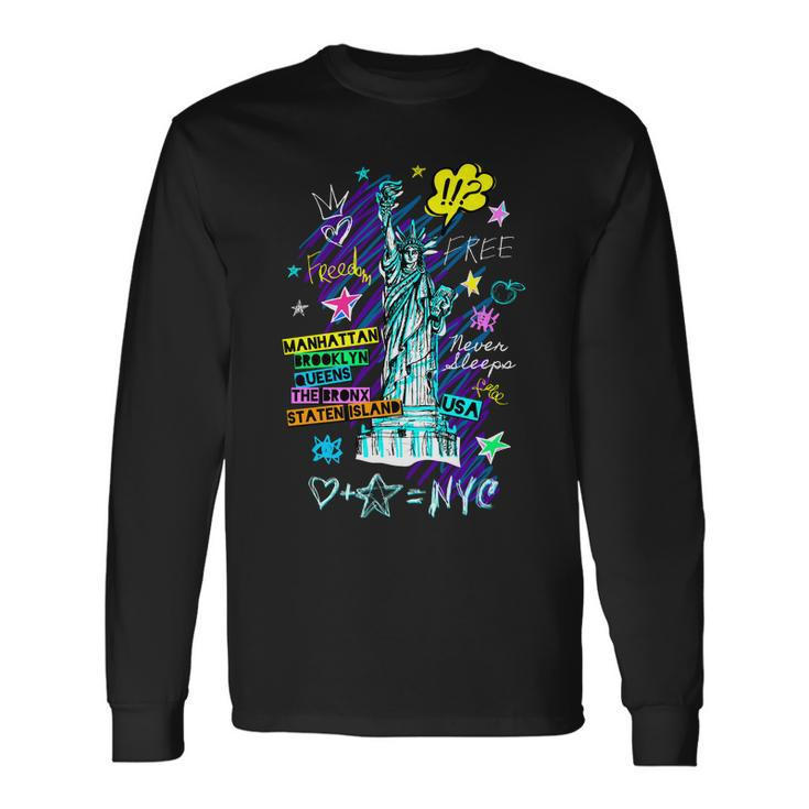 Statue Of Liberty Cities Of New York Long Sleeve T-Shirt