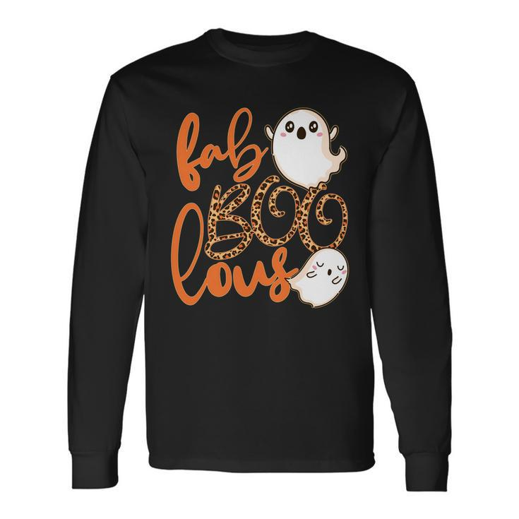 Stylish Leopard Halloween Fab-Boo-Lous Ghost Tshirt Long Sleeve T-Shirt