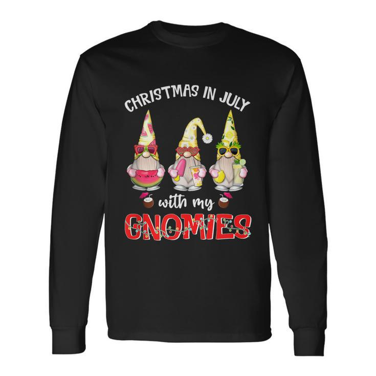 Summer Vacation Gnomies Gnomes For Christmas In July Long Sleeve T-Shirt