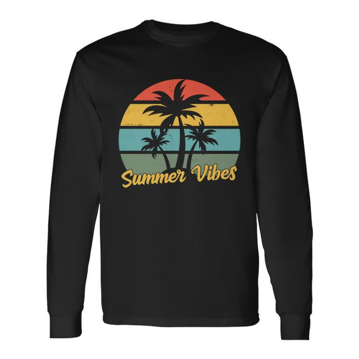 Summer Vibes Tropical Retro Sunset Long Sleeve T-Shirt