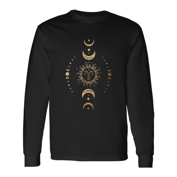 Sun And Moon Boho Celestial Tshirt Long Sleeve T-Shirt Gifts ideas