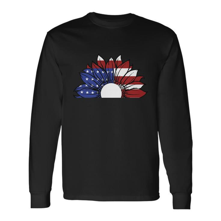 Sunflower American Flag 4Th Of July Independence Day Patriotic V2 Long Sleeve T-Shirt Gifts ideas