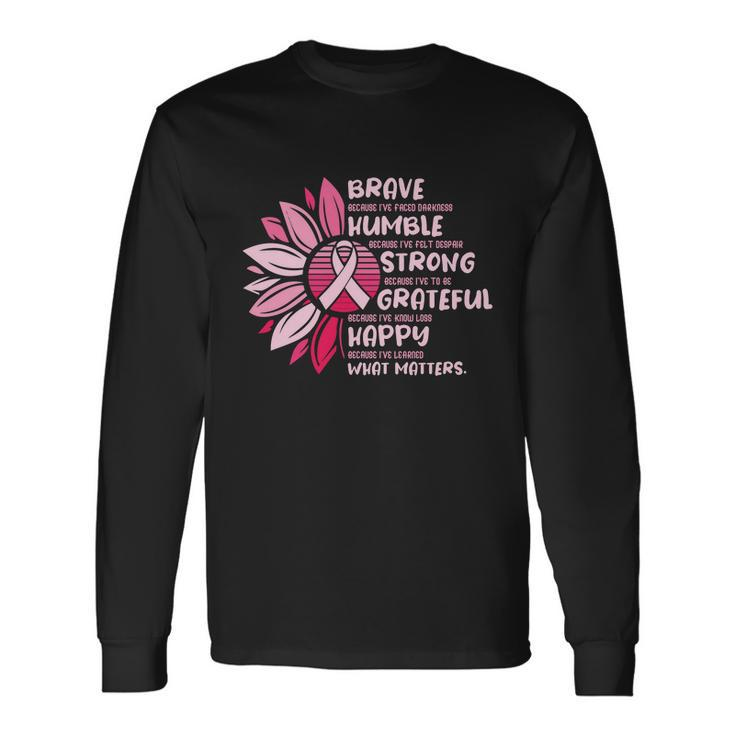 Sunflower Pink Ribbon Breast Caner Long Sleeve T-Shirt Gifts ideas