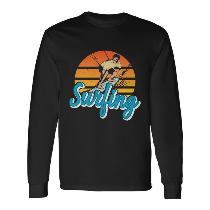 Surfing Vintage Summer Vacation Surf Long Sleeve T-Shirt