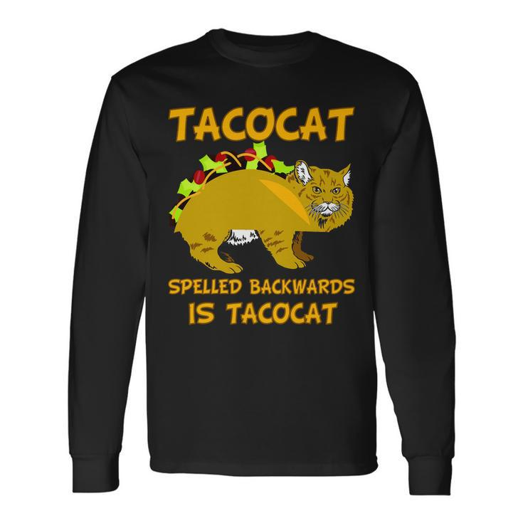 Tacocat Spelled Backwards Cat Tshirt Long Sleeve T-Shirt