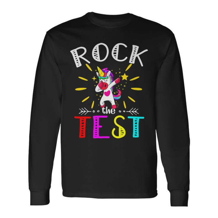 Testing Day Teacher Rock The Test Teaching Students Teachers Long Sleeve T-Shirt Gifts ideas