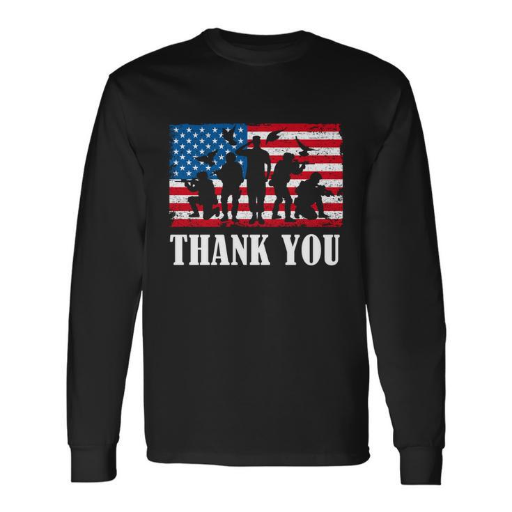 Thank You Army Memorial Day Partiotic Military Veteran Long Sleeve T-Shirt