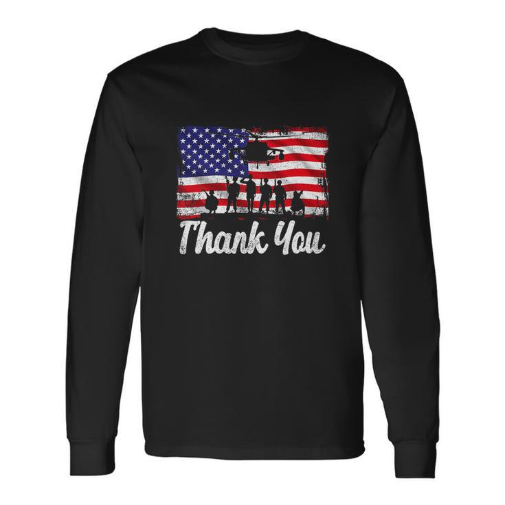 Thank You Army Usa Memorial Day Partiotic Military Veteran Long Sleeve T-Shirt