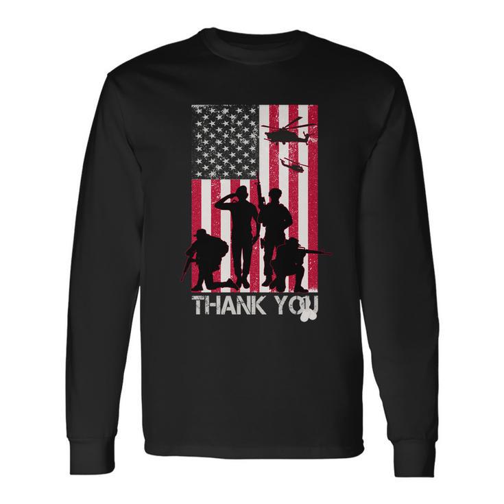 Thank You Memorial Day Soldiers Usa Flag Long Sleeve T-Shirt