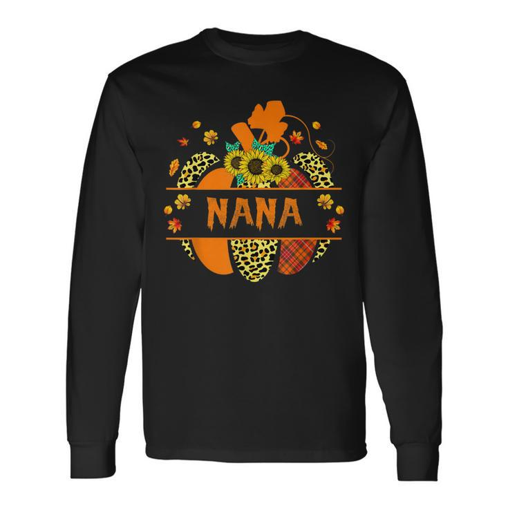 Thankful Grateful Blessed Nana Pumpkin Leopard Halloween Long Sleeve T-Shirt