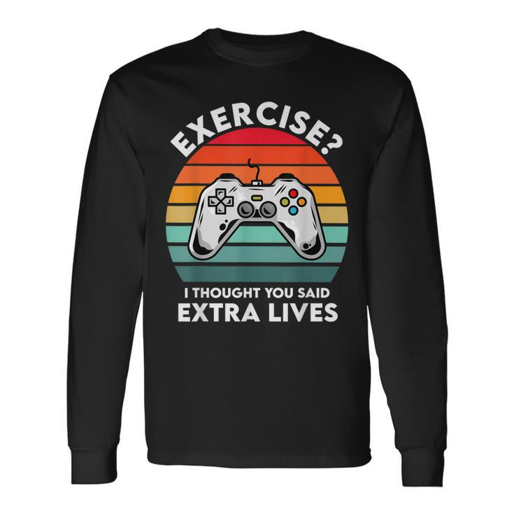 I Thought You Said Extra Lives Video Game Vintage Long Sleeve T-Shirt