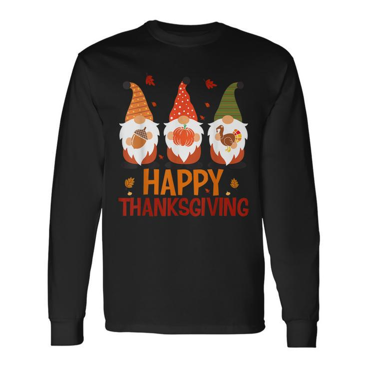 Three Gnomes Happy Thanksgiving Autumn Fall Pumpkin Spice V2 Long Sleeve T-Shirt
