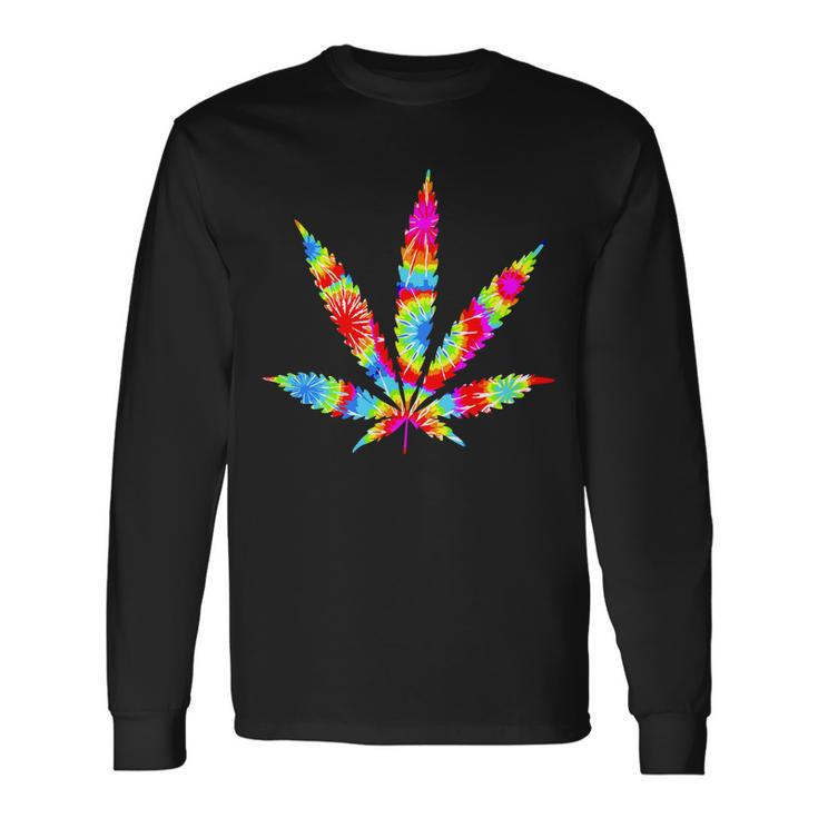 Tie Dyed Weed Symbol Long Sleeve T-Shirt