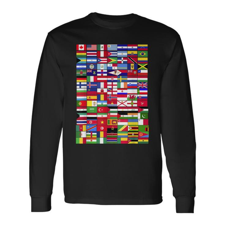 Traveling International Countries Flags World Flags Men Women Long Sleeve T-Shirt T-shirt Graphic Print