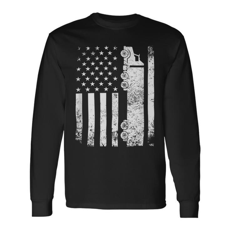 Trucker Trucker American Flag Usa Patriotic Truck Driver Dad Trucker Long Sleeve T-Shirt