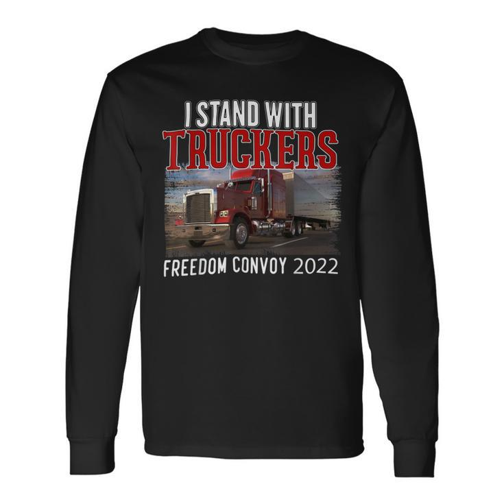 Trucker Trucker Support I Stand With Truckers Freedom Convoy _ Long Sleeve T-Shirt Gifts ideas