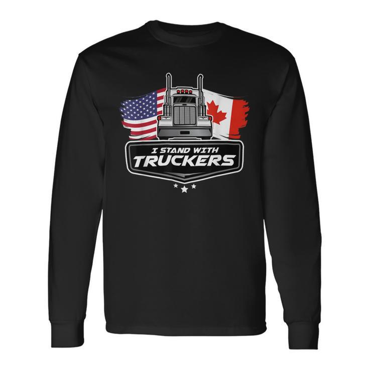 Trucker Trucker Support I Stand With Truckers Freedom Convoy _ V2 Long Sleeve T-Shirt