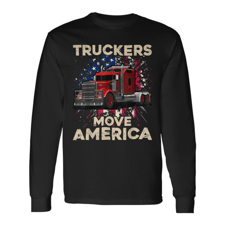 Trucker Truck Driver Trucker American Flag Truck Driver Long Sleeve T-Shirt