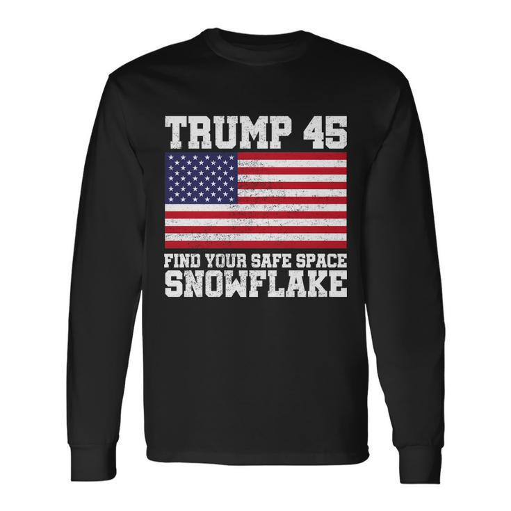 Trump 45 Find Your Safe Place Snowflake Tshirt Long Sleeve T-Shirt
