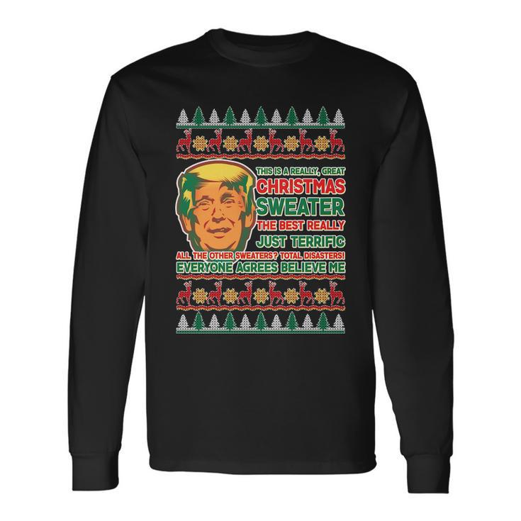 Trump Ugly Christmas Sweater Long Sleeve T-Shirt Gifts ideas